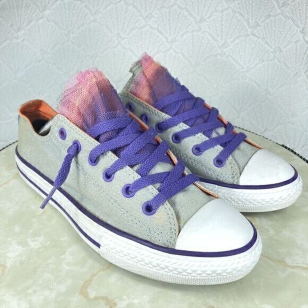 Converse Double Tongue Mesh Skate Shoes Womens Sz 6.5 Grey Streetwear Sneakers